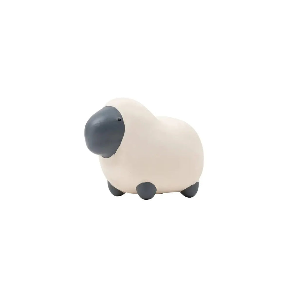 Gioco per cani e gatti a forma di pecora bianca e grigia in lattice vista laterale 