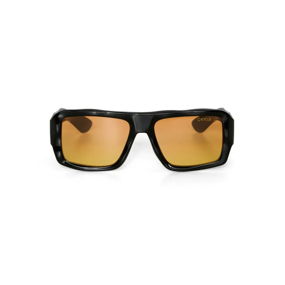 Occhiali da sole nel modello Kansas nero con lente giallo della collaborazione Okkia x Seletti