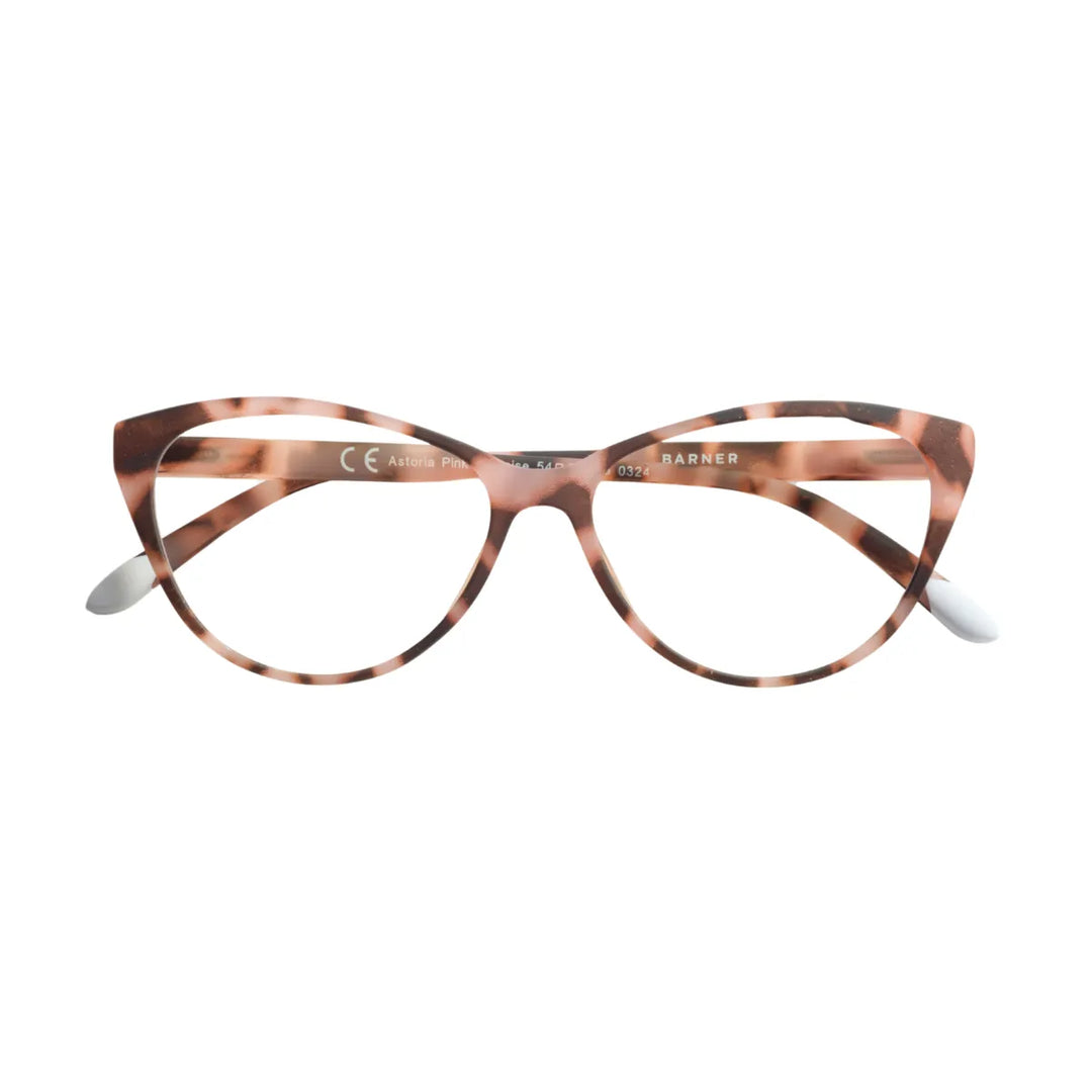 Occhiale chiuso da lettura protezione luci blu montatura rosa tortoise opaca. Sfondo bianco