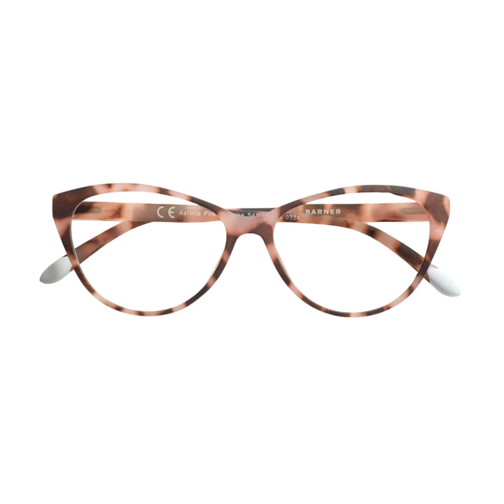 Occhiale chiuso da lettura protezione luci blu montatura rosa tortoise opaca. Sfondo bianco