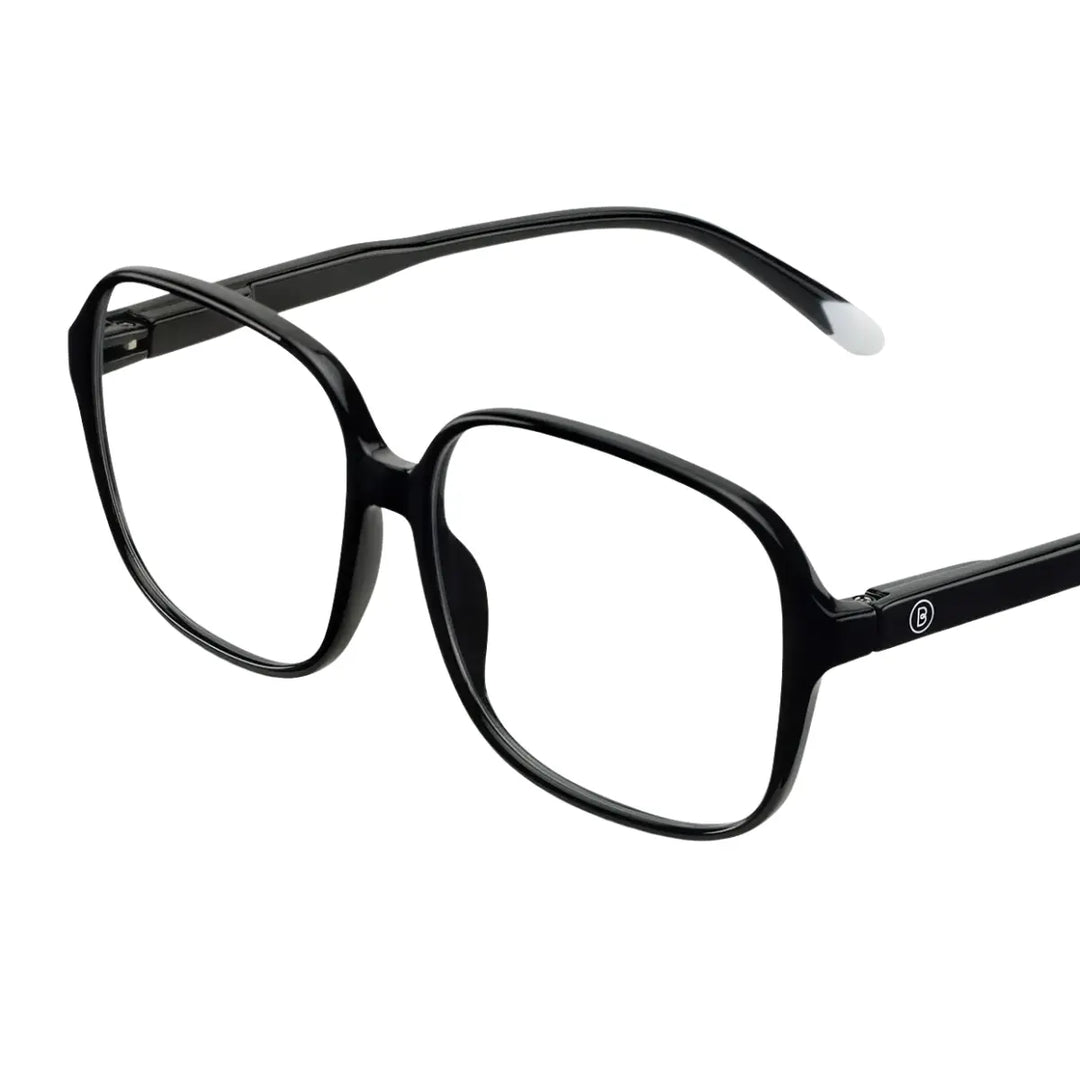 Occhiale da lettura protezione luci blu montatura nero lucido. Sfondo bianco