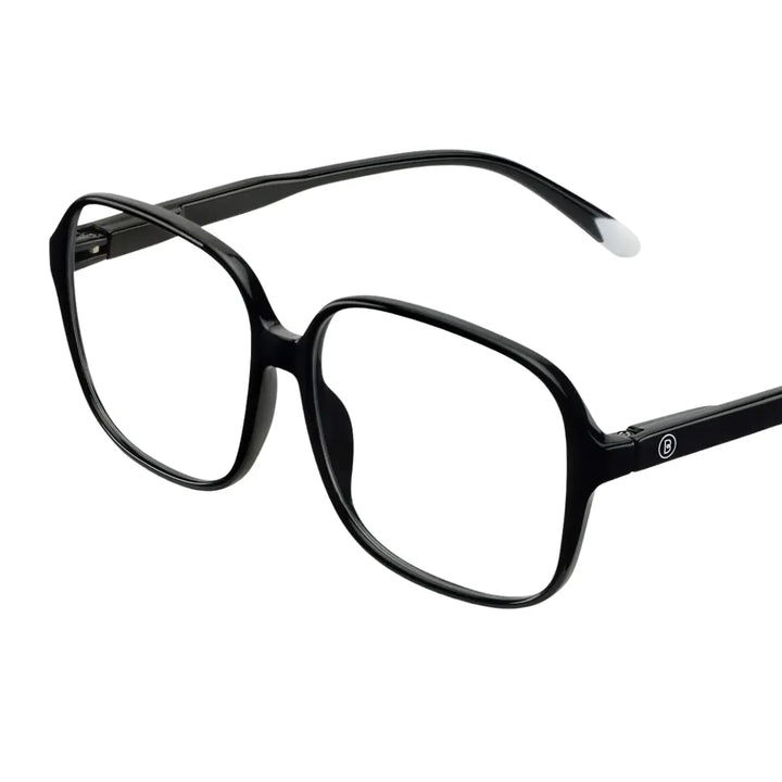 Occhiale da lettura protezione luci blu montatura nero lucido. Sfondo bianco