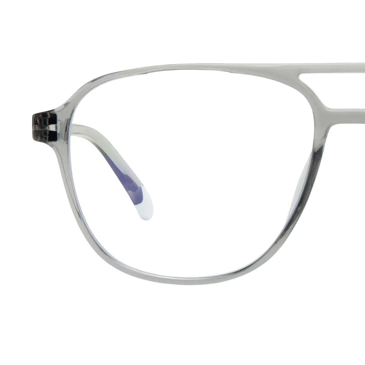 Lente occhiale da lettura protezione luci blu, lente graduata, trasparente lucido. Sfondo bianco
