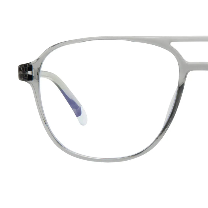 Lente occhiale da lettura protezione luci blu, lente graduata, trasparente lucido. Sfondo bianco