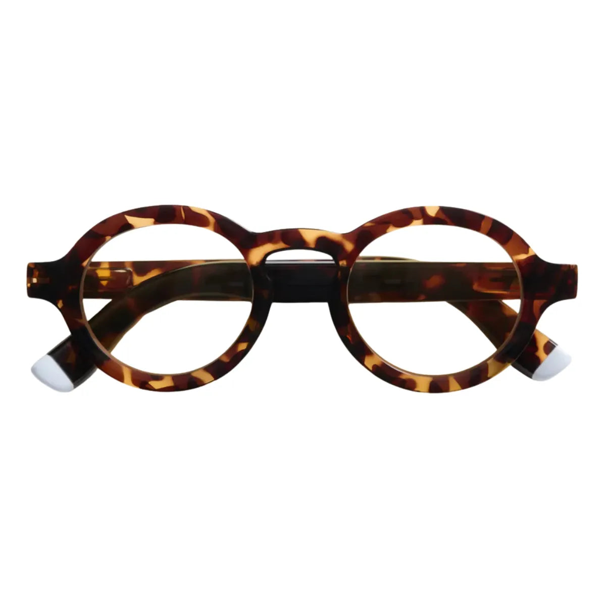 Occhiale da sole montatura tortoise lucida con lente gialla. Sfondo bianco