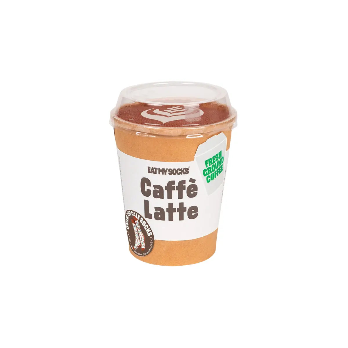 Packaging bicchiere da asporto con calzini all'interno che formano il cappuccino 