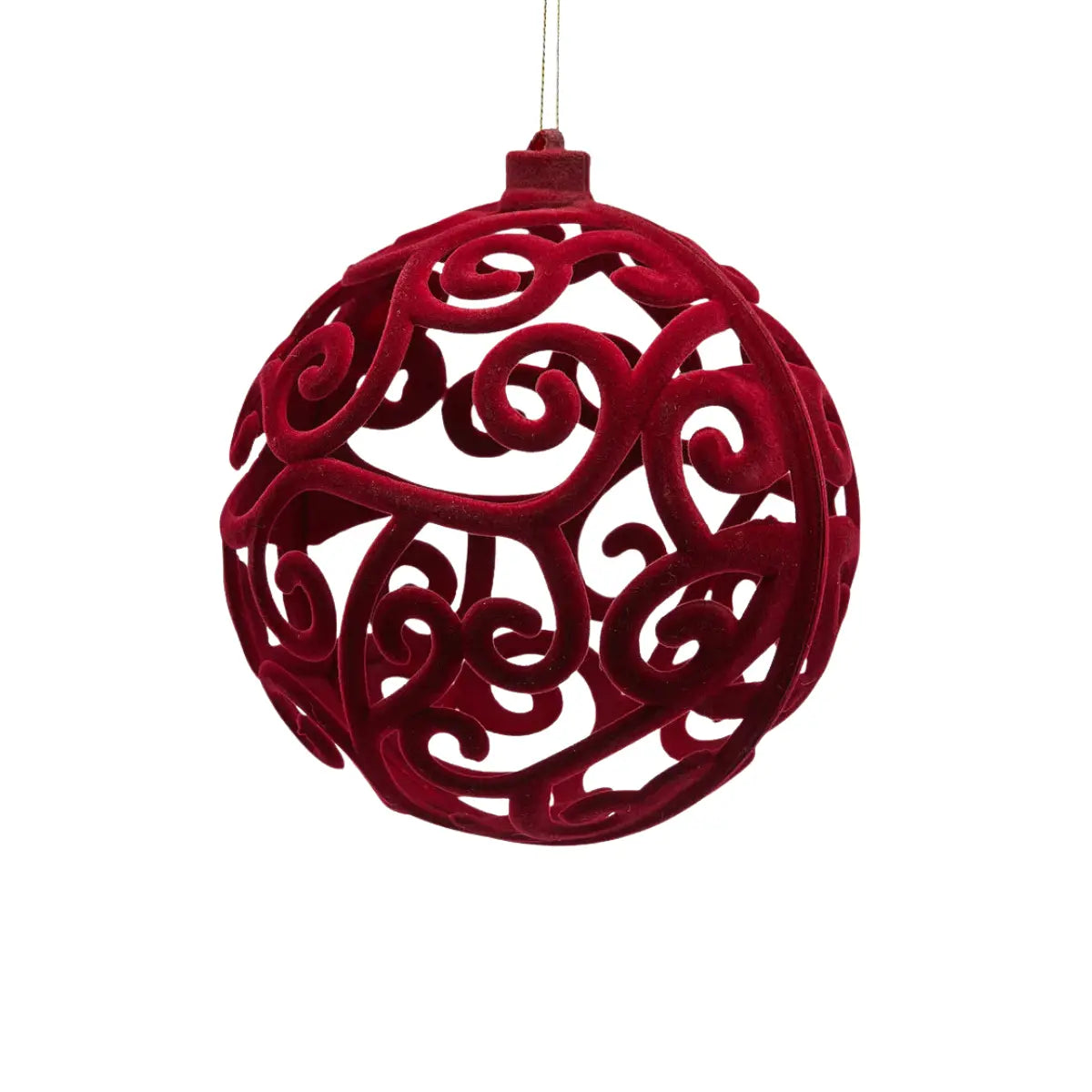 Pallina di Natale in velluto con decori arabeschi di colore bordeaux