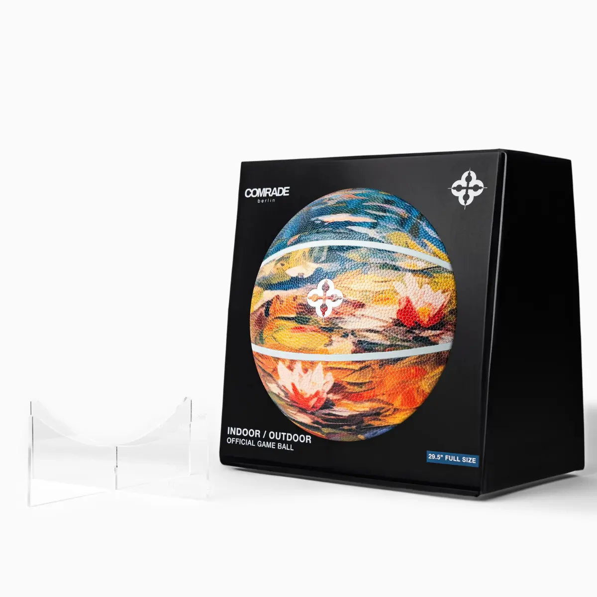 Palla da Basket con dipinto delle ninfee, dettaglio scatola.