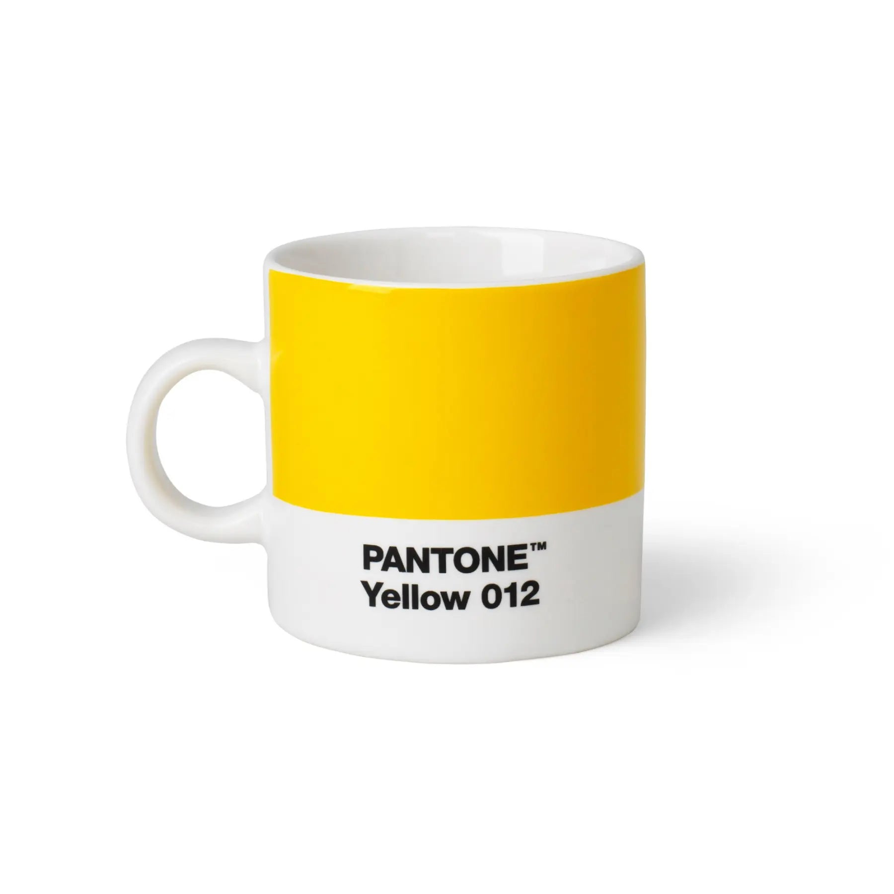 Tazza da caffè espresso Pantone Giallo in ceramica con ansa per sorreggerla.
