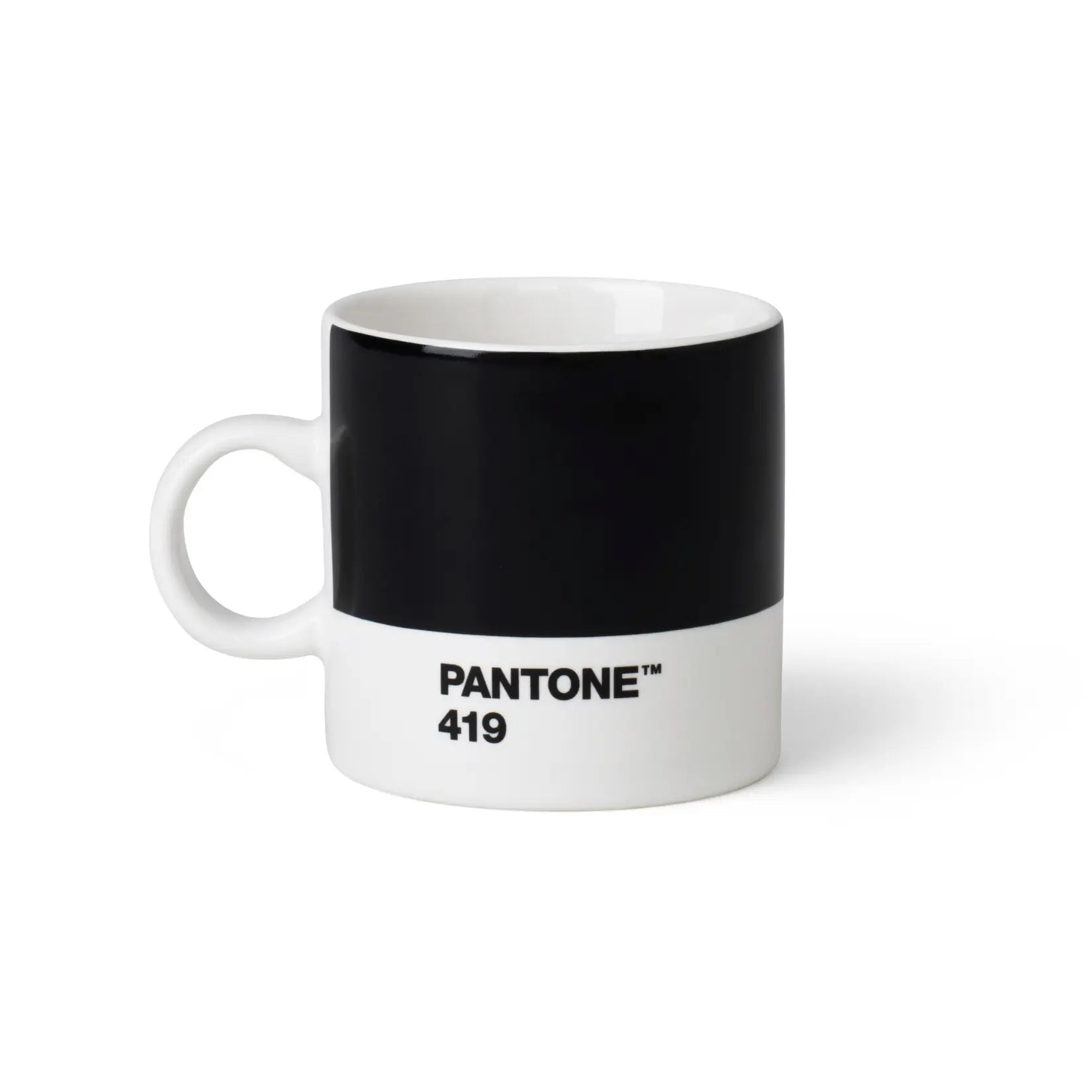 Tazza da caffè espresso Pantone Nero in ceramica con ansa per sorreggerla.
