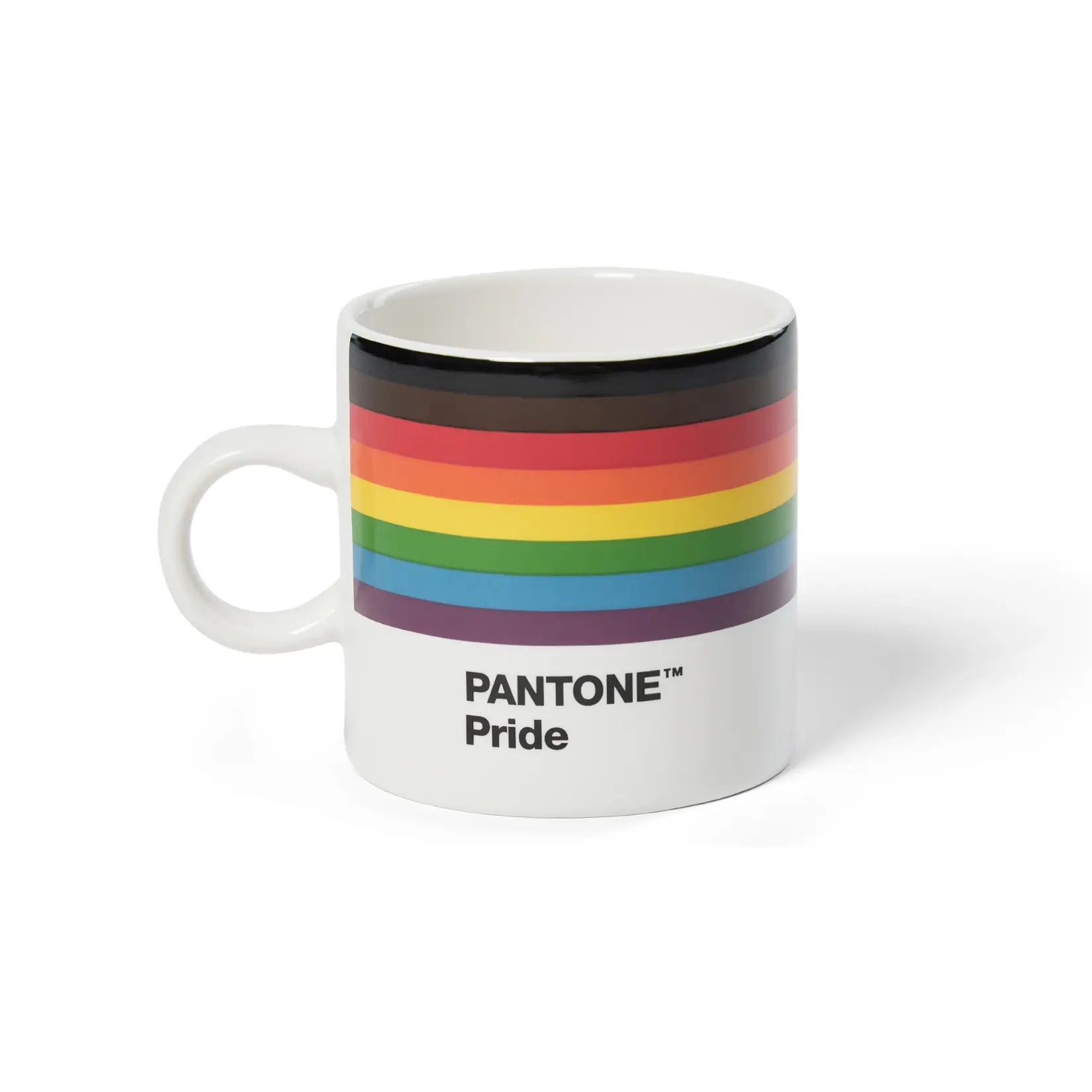 Tazza da caffè espresso Pantone Pride in ceramica con ansa per sorreggerla.
