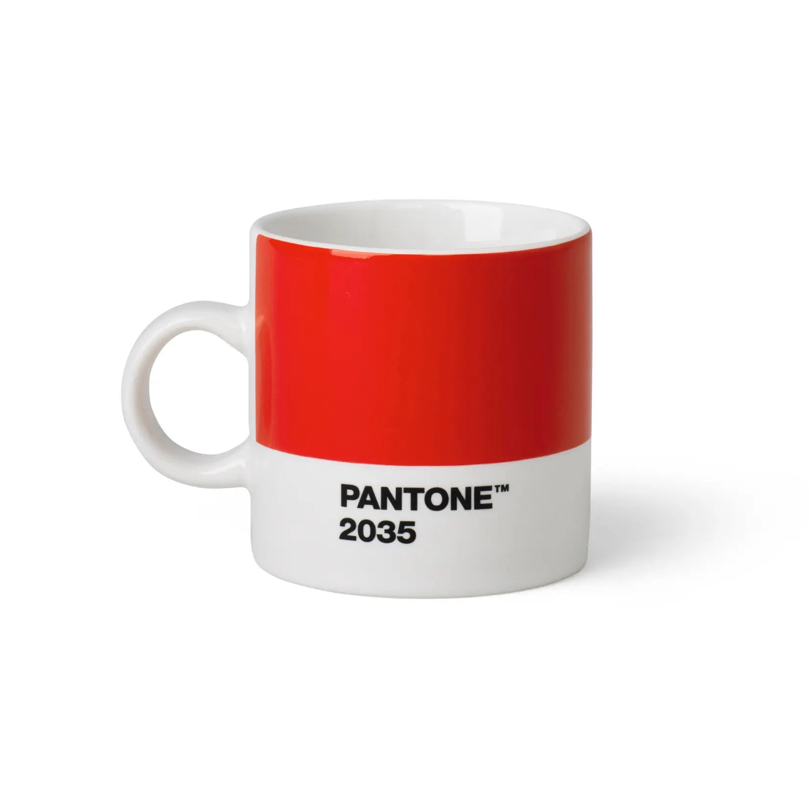 Tazza da caffè espresso Pantone Rosso in ceramica con ansa per sorreggerla.