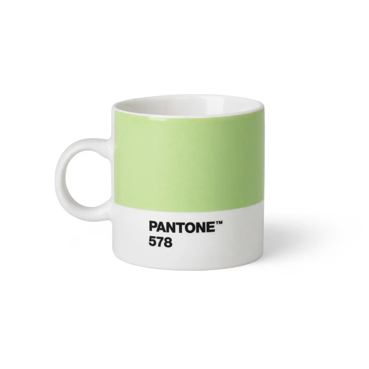 Tazza da caffè espresso Pantone Verde Chiaro in ceramica con ansa per sorreggerla.