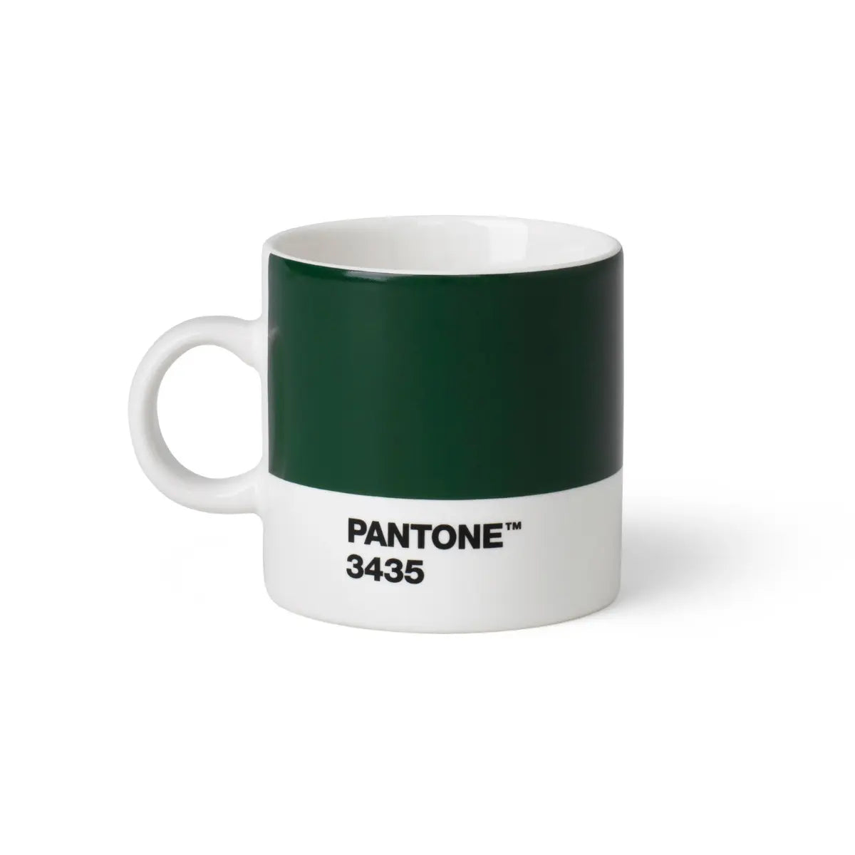 Tazza da caffè espresso Pantone Verde scuro in ceramica con ansa per sorreggerla.