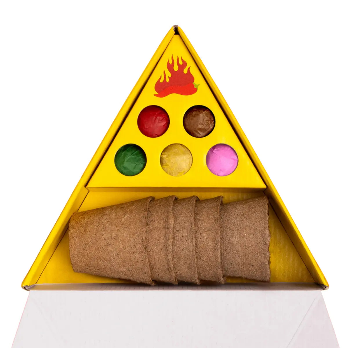 Composizione del kit di autocoltivazione pericolo con vasetti biodegradabili e peperoni da coltivare 