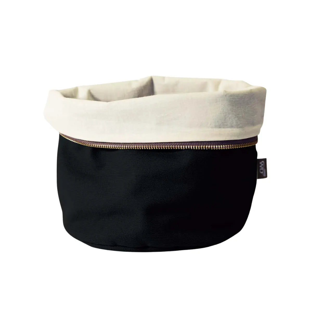 Sacchetto porta pane nero con interno bianco e cerniera 