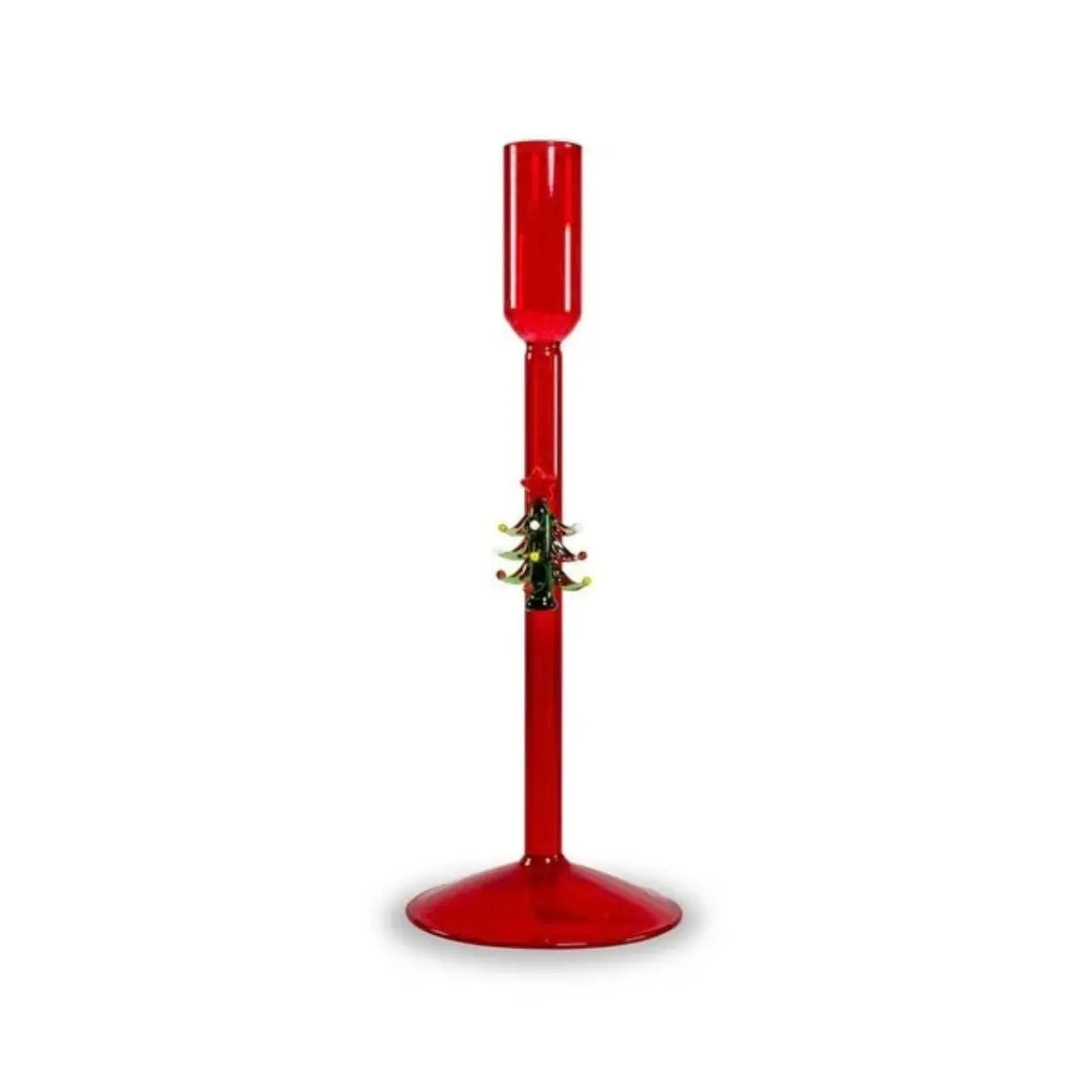 Portacandela natalizio WD Lifestyle in vetro rosso Albero di Natale H 24 cm