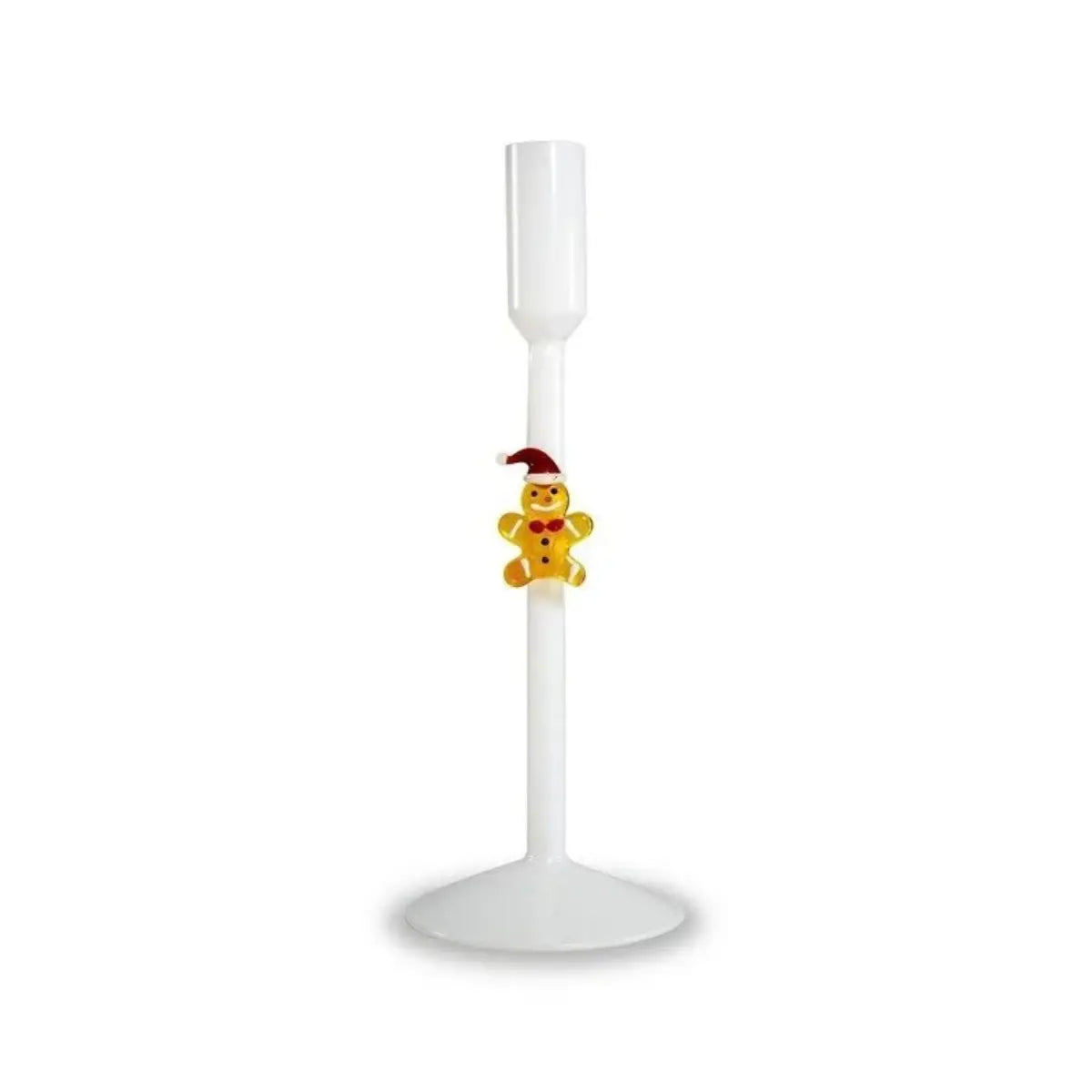 Portacandela natalizio WD Lifestyle in vetro bianco Pupazzo Marzapane H 24 cm