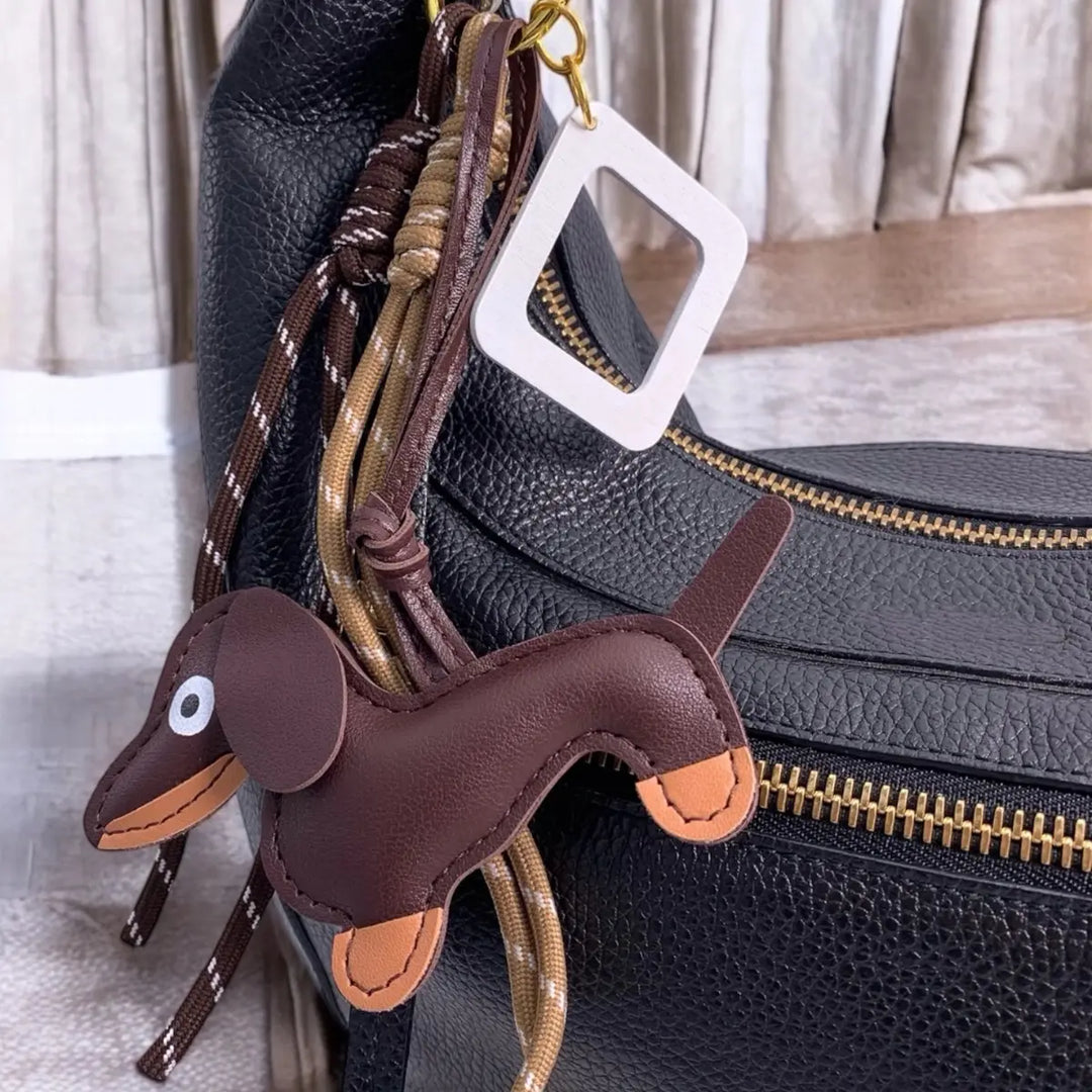 Dachshund Keychain and Square Charm