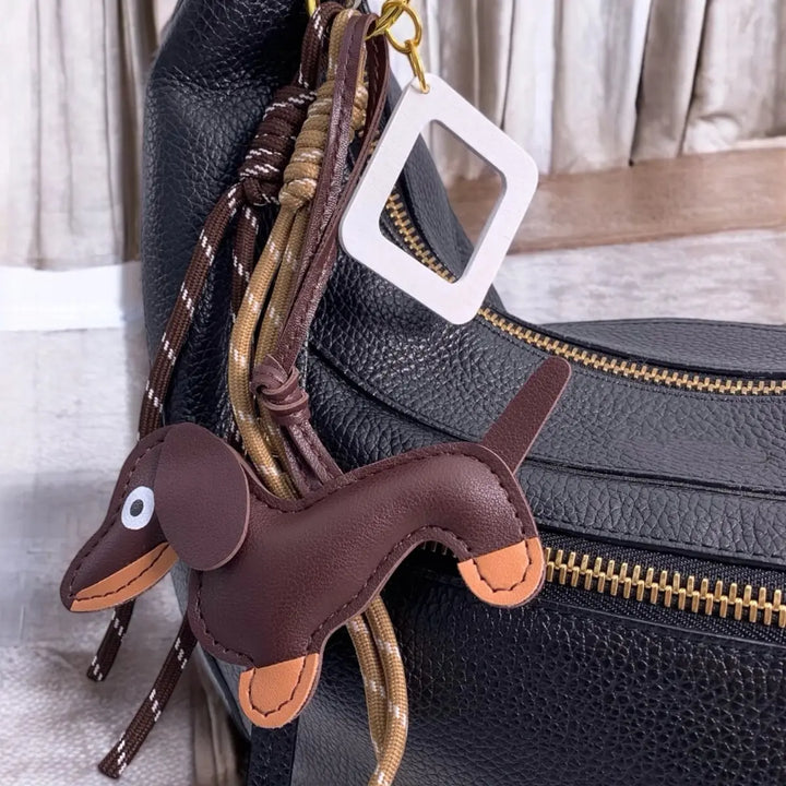 Dachshund Keychain and Square Charm