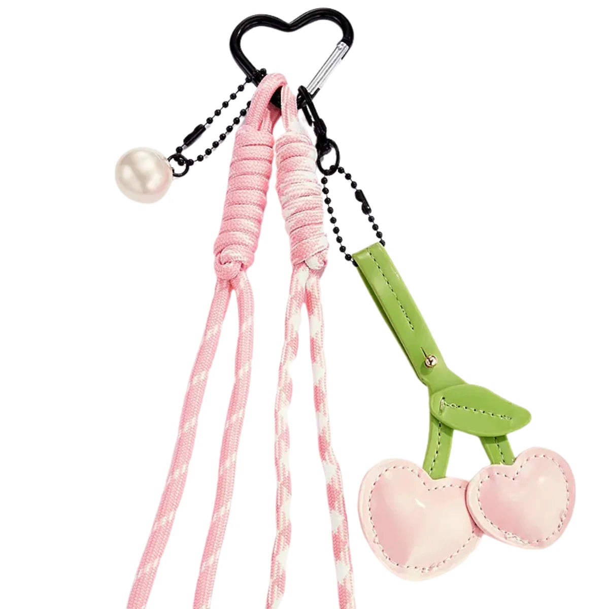 Portachiavi con Ciondolo Ciliegie Rosa su sfondo bianco