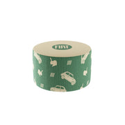 Pouf Fiat 500 Qeeboo misura M verde con motivi grafici ispirati alla storica automobile italiana, design Stefano Giovannoni