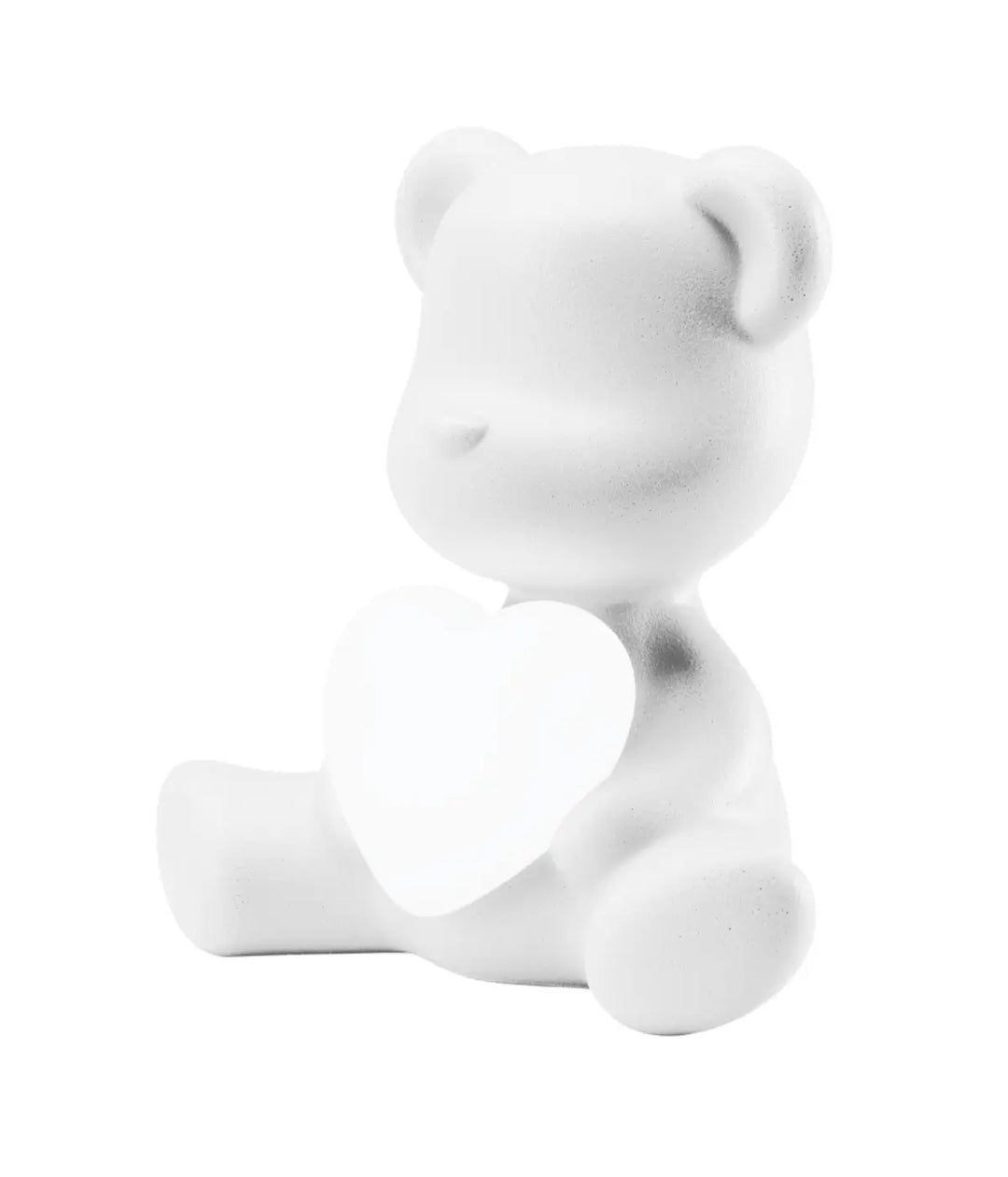Profilo lampada a forma di orsetto bianco con cuore che s'illumina al centro di Qeeboo