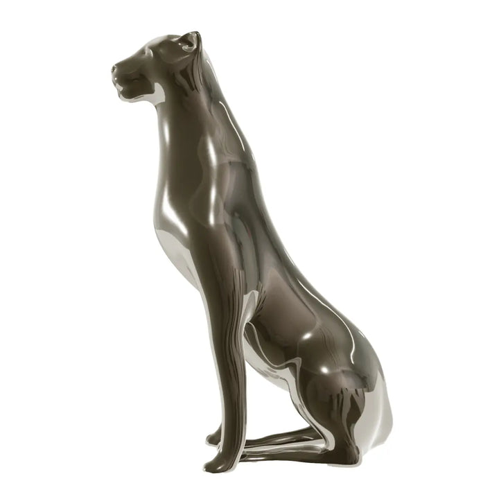 Profilo statua canna di fucile a forma di pantera, con occhi naso e bocca. Sfondo bianco