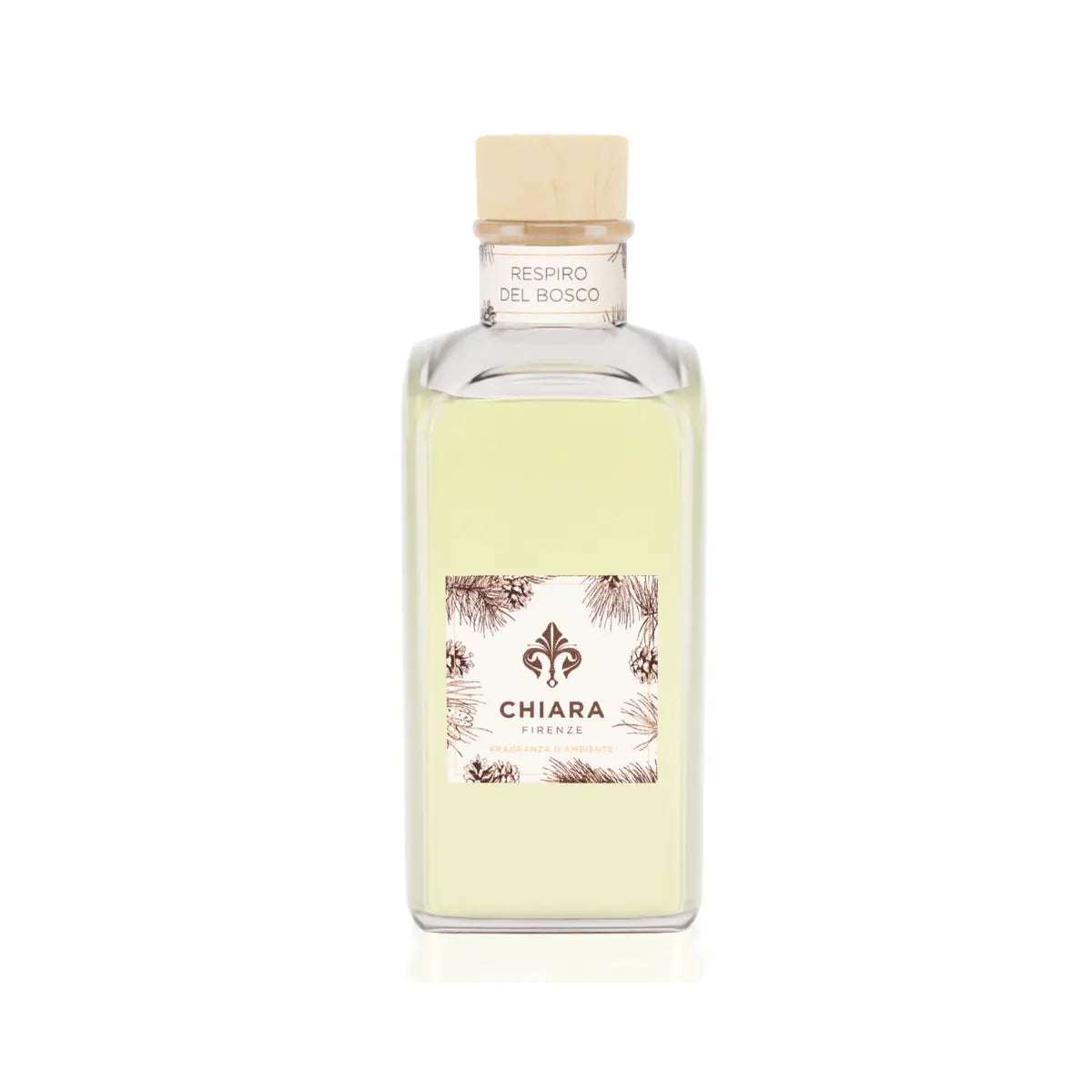 Diffusore ambiente 100 ml/200 ml Respiro del Bosco: eleganza toscana e note di eucalipto, pino cembro e tabacco.