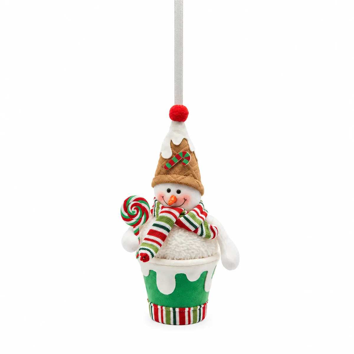 Decorazione natalizia Pupazzo di Neve EDG verde e rosso H 21 cm