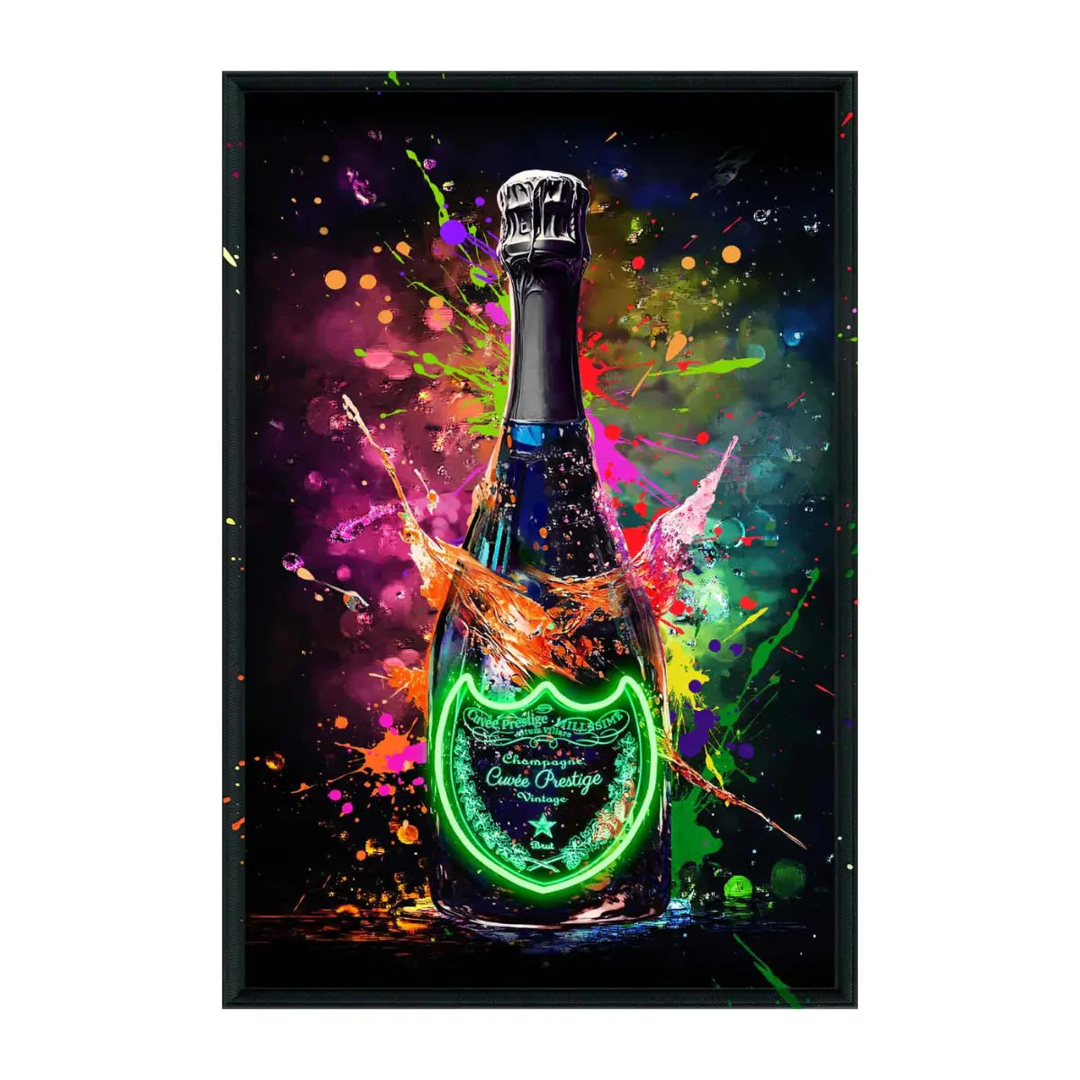 Quadro Champagne con etichetta illuminata da strisce a Led