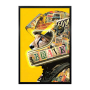 Quadro con leopardato con casco illuminato da striscia a Led