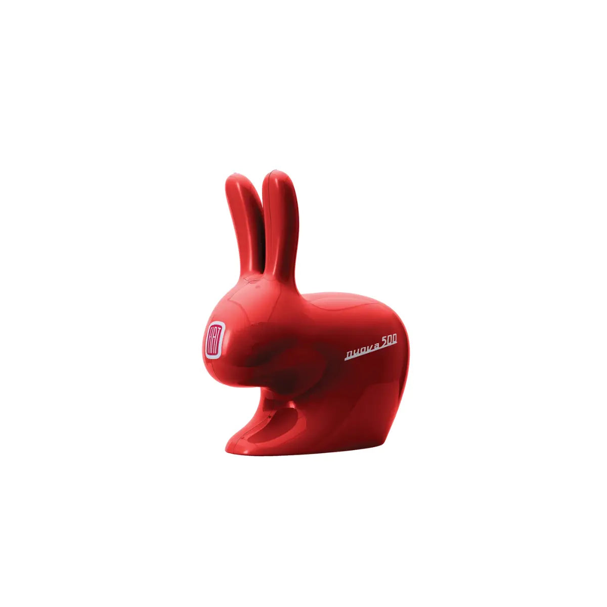 Rabbit XS Fiat 500 Limited Edition Qeeboo color rosso con finitura metallizzata, design Stefano Giovannoni