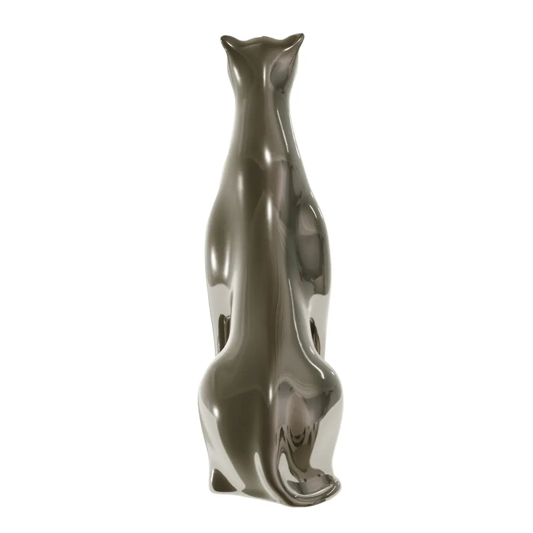 Retro statua canna di fucile a forma di pantera, con occhi naso e bocca. Sfondo bianco