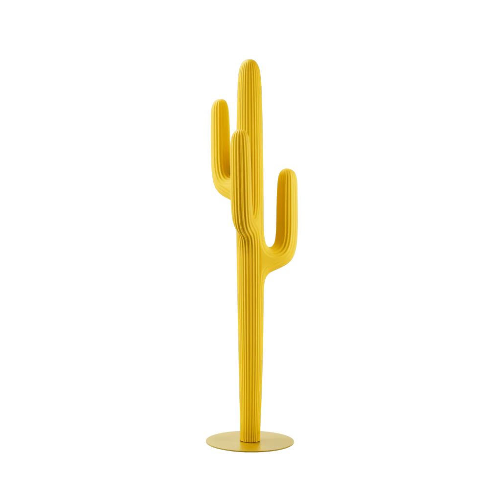 Oggetto di design o appendiabiti a forma di cactus color giallo