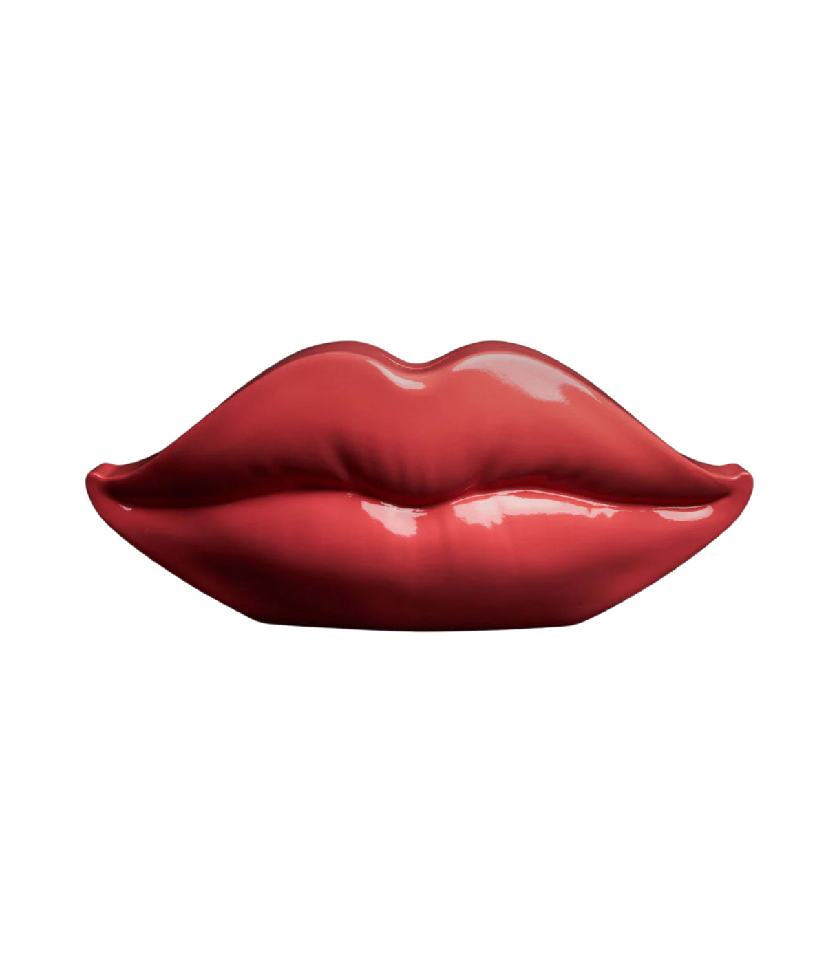 Salvadanaio a forma di labbra rosso. Immagine su sfondo bianco