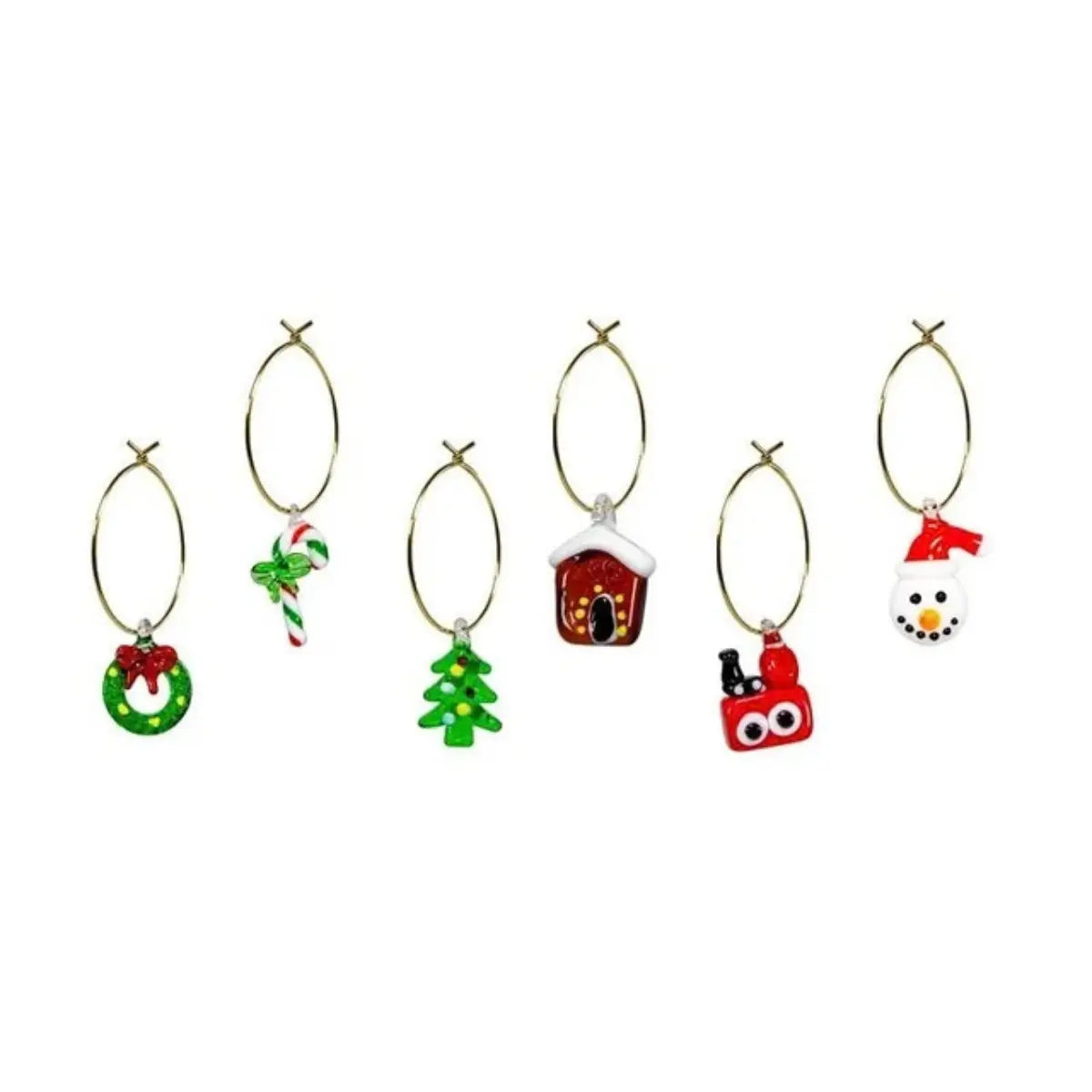 Set 6 anellini segnaposto in vetro WD Lifestyle con decoro natalizio
