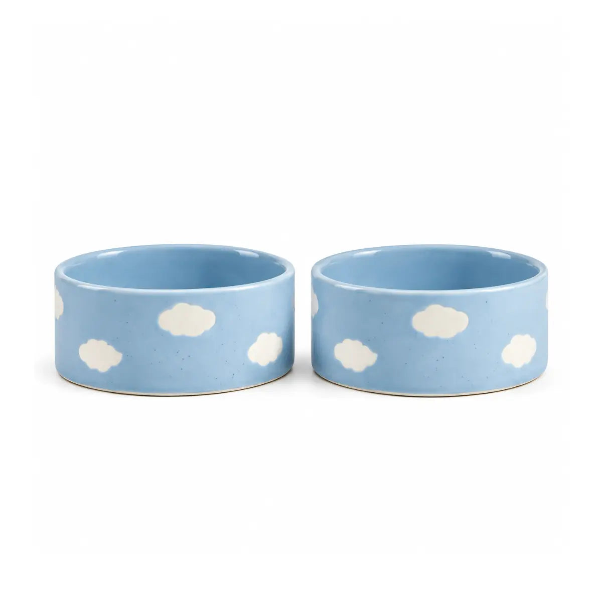 Set 2 ciotole per animali Cloud Azzurro in gres 14 cm