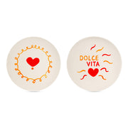 Set di 2 piattini diametro 21 con scritta dolce vita e cuore