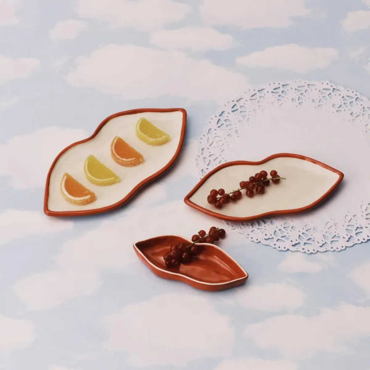 Set di 3 piatti da portata Lips Les Objets Mouleversants in ceramica rossa – Wouters & Hendrix x Serax