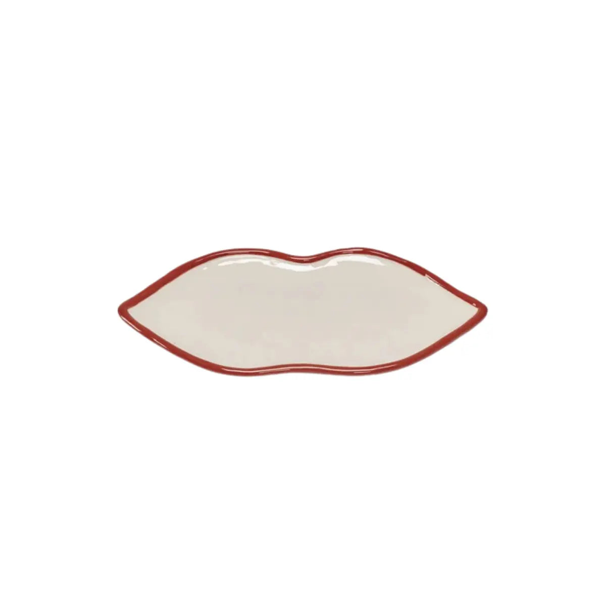 Dettaglio piatti Lips in ceramica smaltata rossa della collezione Les Objets Mouleversants – Serax