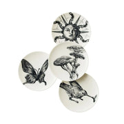 Set 4 piattini da pane Unity Tomorrowland x Serax in porcellana bianca con decorazioni nere