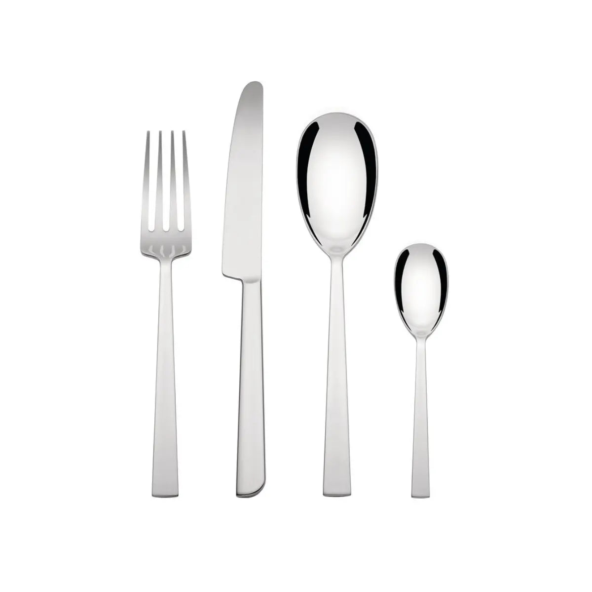 Set di posate in argento composti da coltello, forchetta, cucchiaio e cucchiaino 