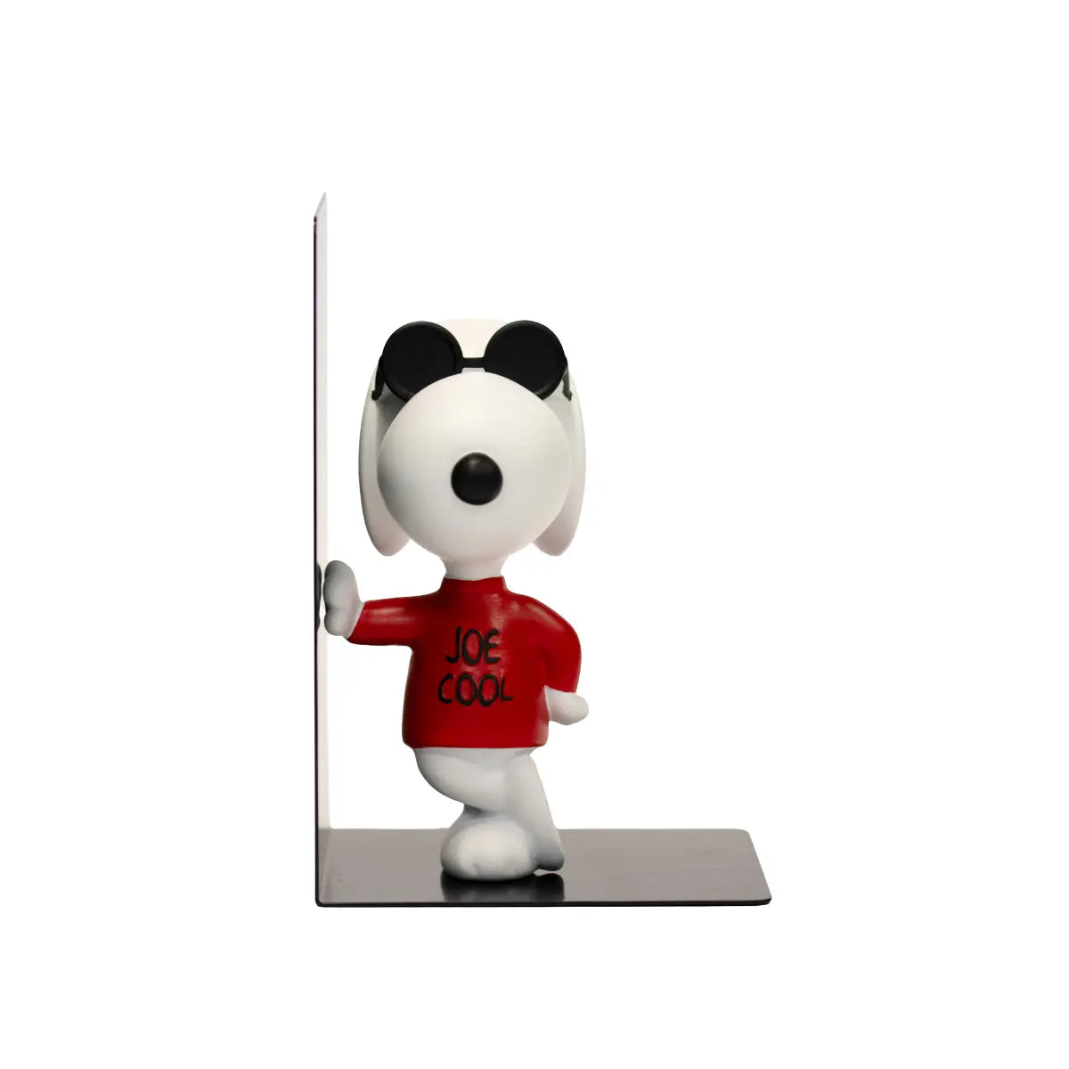 Fermalibri di Snoopy in piedi con maglietta rossa Joe Cool e occhiali neri 