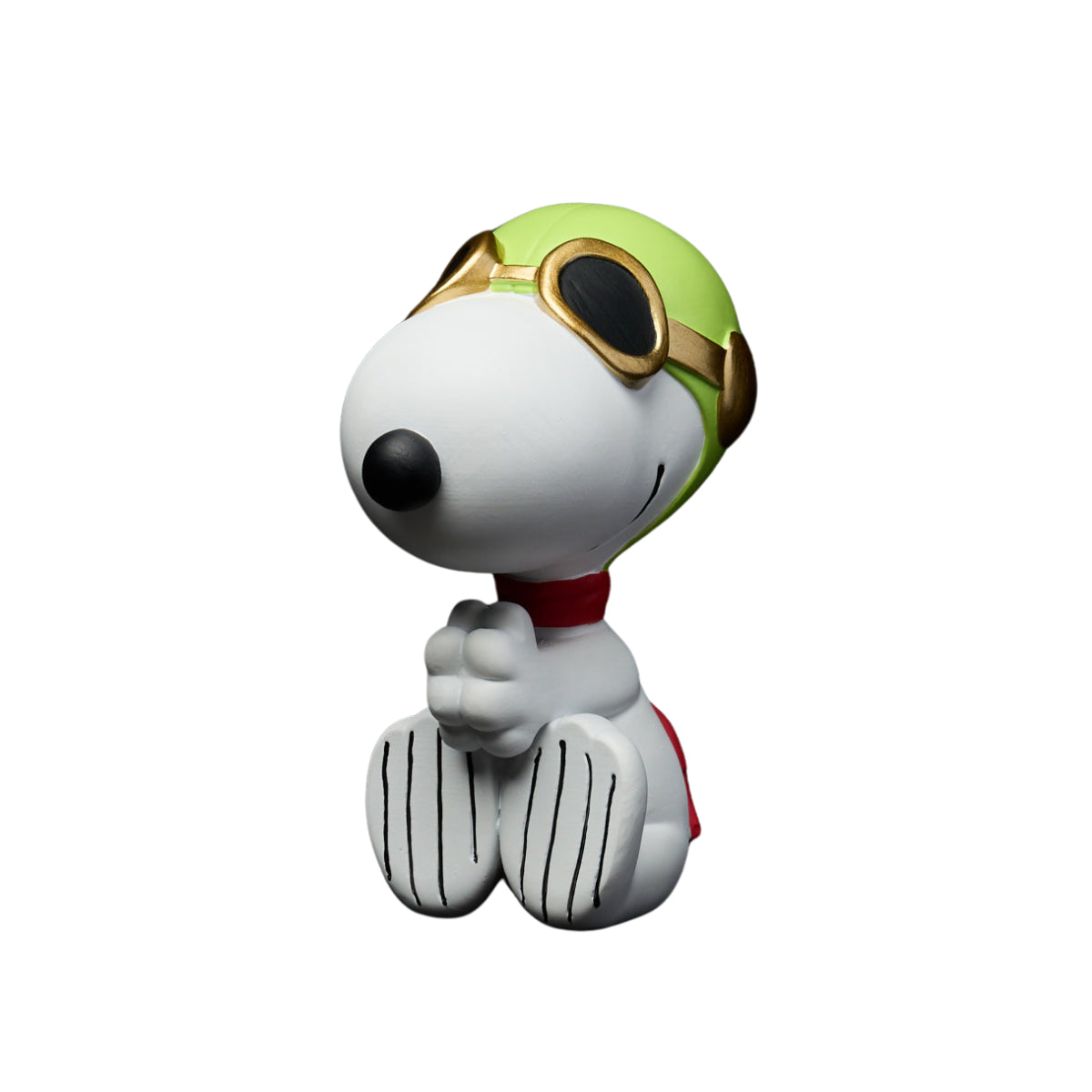 Snoopy Aviator piccolo, colore bianco con occhialoni, cuffia e sciarpa. Sfondo bianco