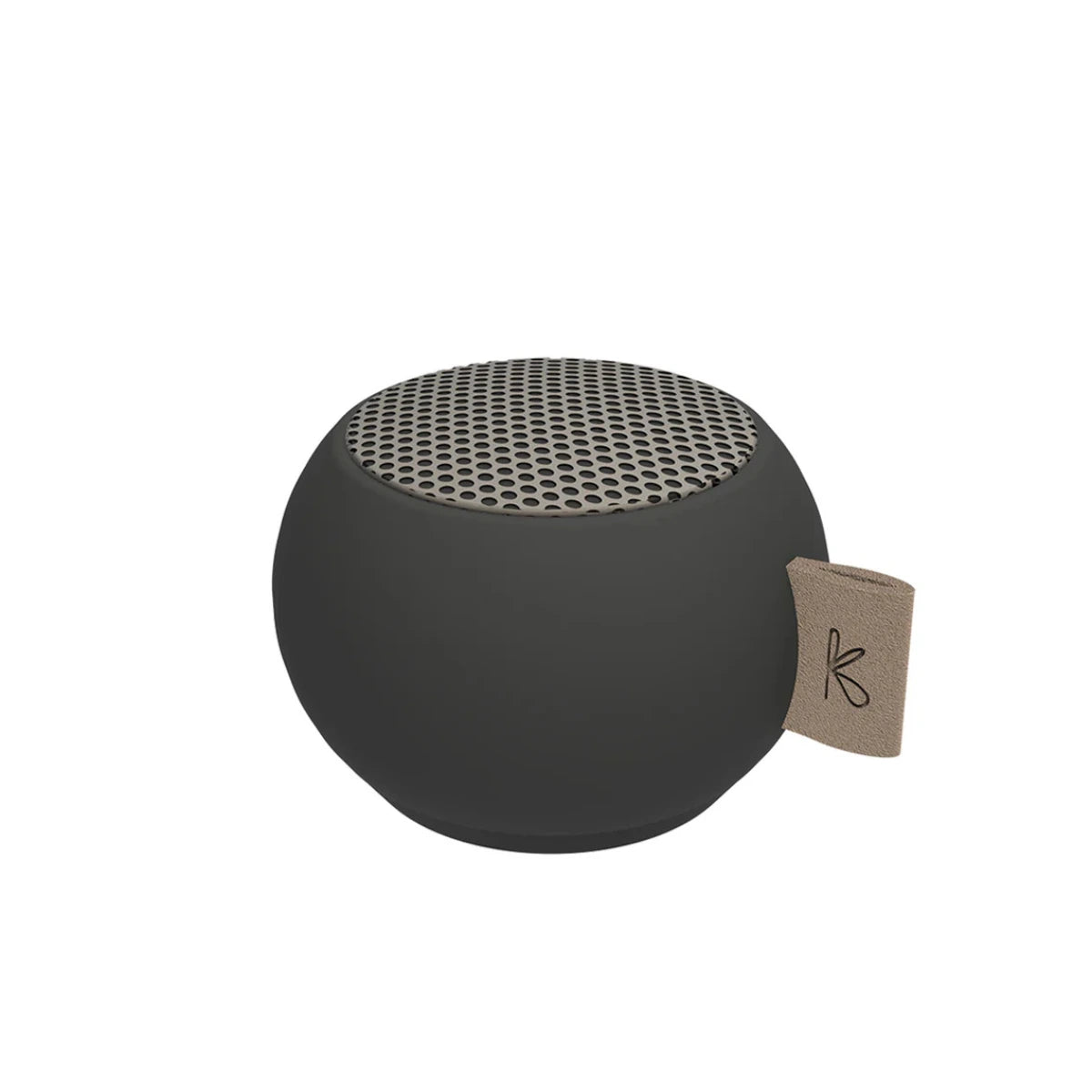 mini cassa audio portatile, di colore nero. Su sfondo bianco 