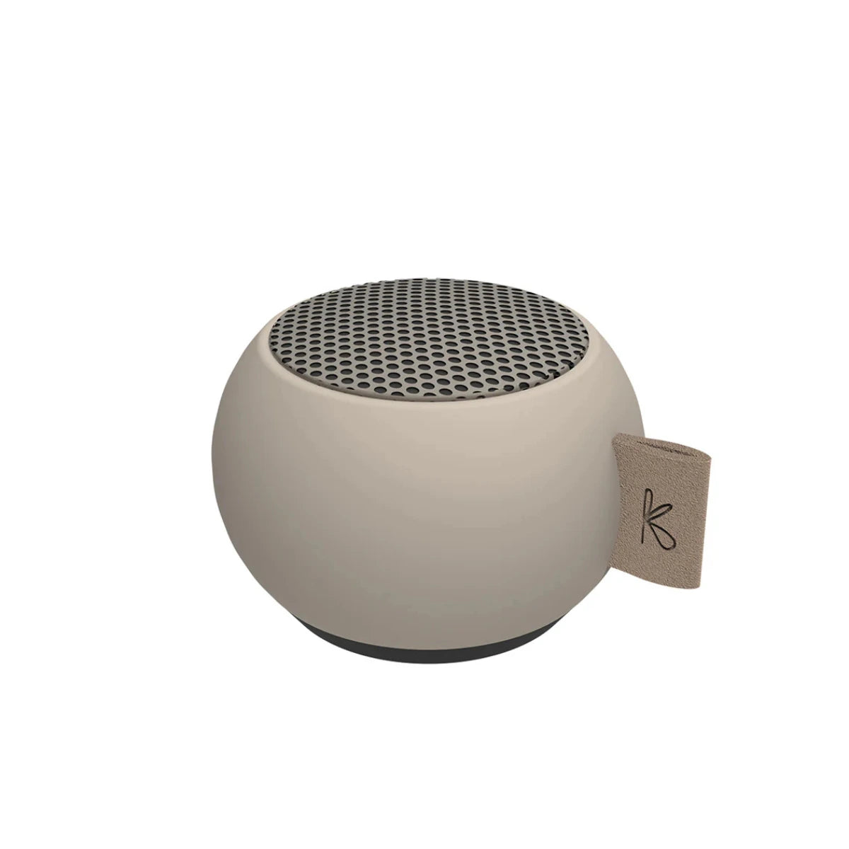 mini cassa audio portatile tortora, su sfondo bianco.