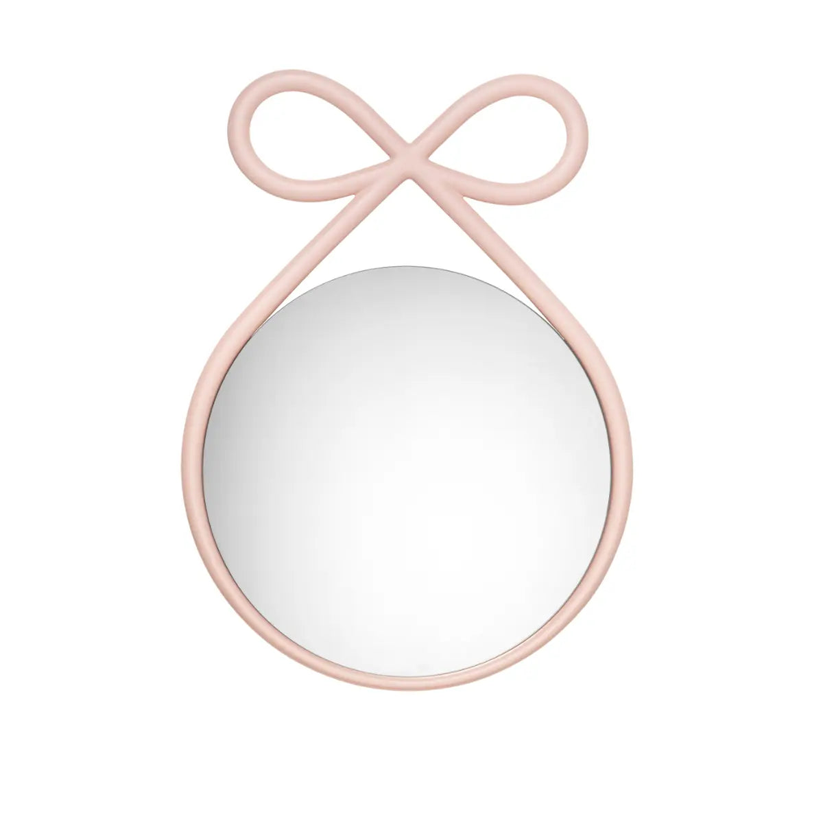 Specchio da parete arricchito da un bordo a forma di fiocco rosa Qeeboo