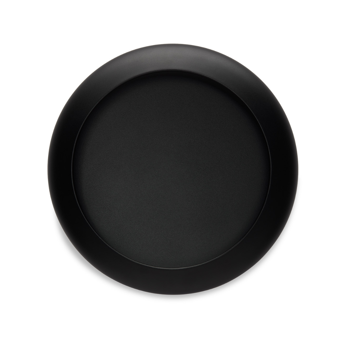 Svuotatasche rotondo nero. Immagine su sfondo bianco