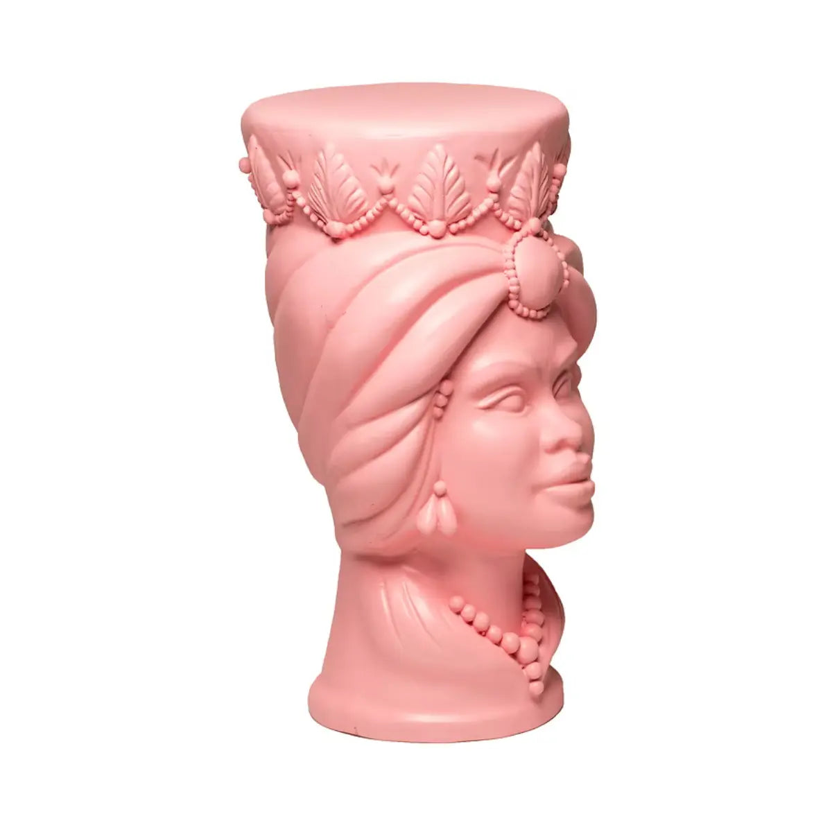 Testa di moro volto femminile color rosa visione laterale